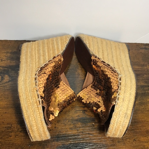 Marc by Marc Jacobs Bronze Sequence Platform Wedge Slip On Sandals 37 /6.5-7 Y2K - Picture 11 of 14